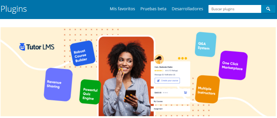 Tutor LMS en repositorio de plugins de wordpress