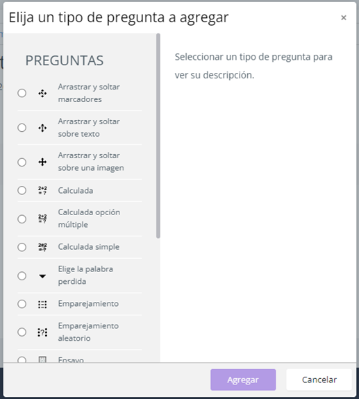 Múltiples opciones y tipos de preguntas