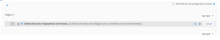 Resultado final de la primera pregunta creada. 