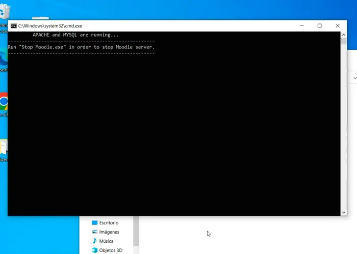 Terminal de windows para ejecutar servidor de Moodle en local 