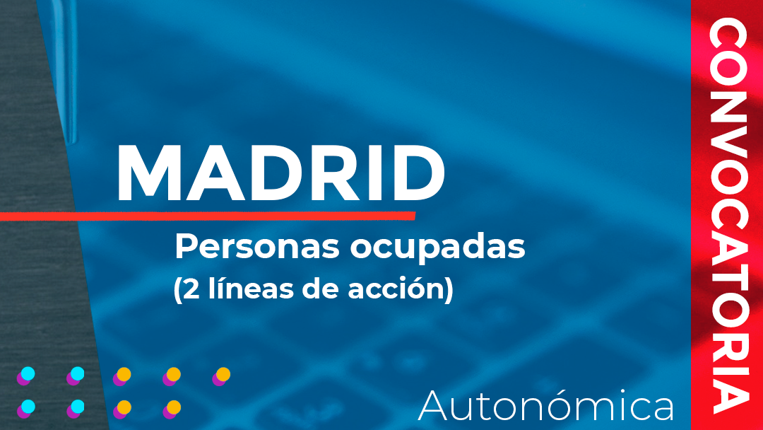 Madrid convoca las subvenciones para financiar programas de formación vinculados al Catálogo Nacional de Estándares de Competencia Profesionales, de grado B, dirigidos a personas ocupadas, con 2 líneas de acción